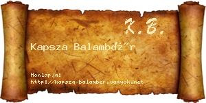 Kapsza Balambér névjegykártya